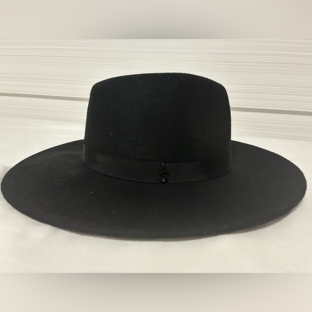 NWT ALL SAINTS Logo Rivet Fedora Matte Black